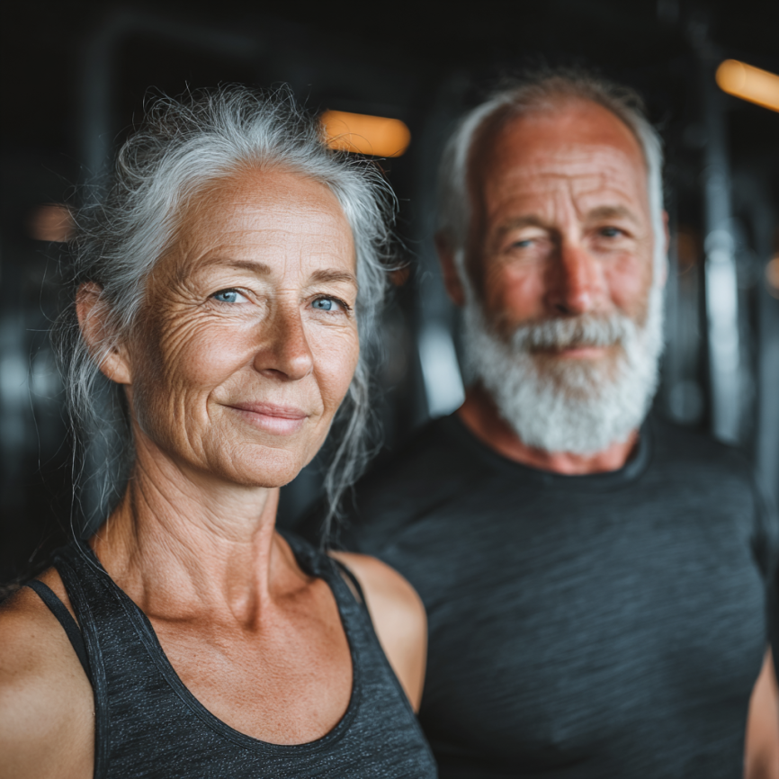 Активні літні люди під час тренування